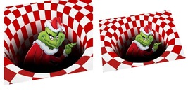 Red Carpet 3D Grinch Illusion Trap Non-Slip Floor Mats Christmas Door Mat  - £18.16 GBP