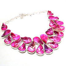 Pink Mother Of Pearl Gemstone Christmas Gift Necklace Jewelry 18&quot; SA 3580 - £12.76 GBP