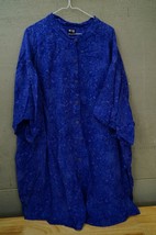 Indigo Blue Turtle Print 3X Unisex Mandarin CoIlar Indonesia Tunic Shirt... - $38.60