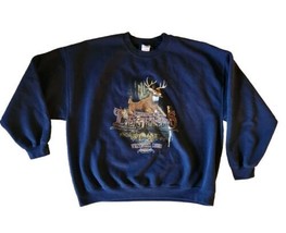 Vintagr Whitetail Deer &quot;Outdoor Legends&quot; Crewneck Sweatshirt Navy Blue M... - $12.59