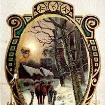 Happy New Year Christmas Victorian Postcard Greeting Card 1900s Horse PCBG11B - £16.02 GBP