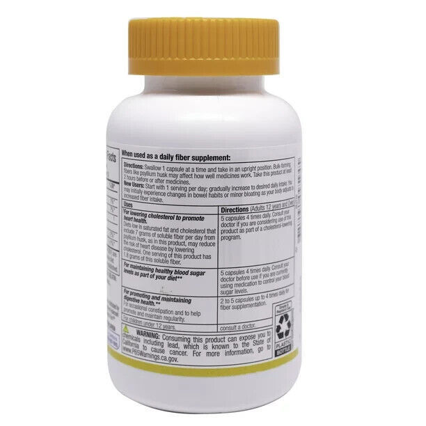 NEW Equate Daily Fiber 100 Psyllium Husk Capsules, Gluten Free, 160 ct