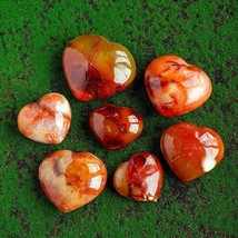 Natural Carnelian Heart Carved Crystal Palm Stone Home Decor Gifts Gemstone - £18.87 GBP