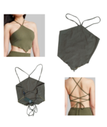 Wild Fable Womens Olive Green Tiny Halter Crop Top - £11.79 GBP