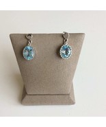 Breathtaking Brilliance 14k White Gold Drop Earrings with Large Sky Blue... - $553.50