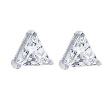 3.5ct Triangle Shape Cubic Zirconia Solitaire Stud Earrings Solid 925 Silver 7mm - £36.71 GBP