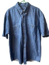 Premiere For Men Short Sleeve Denim Shirt Button up Mens Size XL Jean - £15.62 GBP