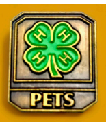 4H Club Pets Pin Clover Brass Enamel - $9.95