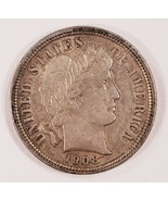 1908-D 10C Barber Dime in AU Condition, Some Light Toning, Nice Luster - $1,875.84 MXN