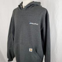 Carhartt K121 Hoodie Hooded Pullover Sweatshirt 3XL Gray Rail Pros Logo Workwear - £25.05 GBP