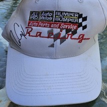 Vtg White Black All Pro Bumper To Bumper Racing Snapback Hat Cap Autograph  - $28.98