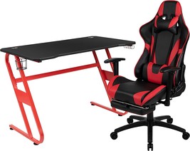 Flash Furniture Red Gaming Desk And Red/Black Footrest Reclining Gaming Chair - £353.30 GBP