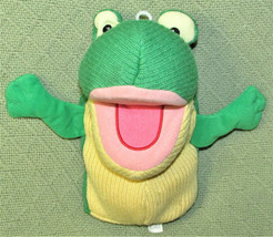 Mary Meyer Croaking Frog Hand Puppet 10&quot; Plush Stuffed Toad Green Yellow Animal - £17.59 GBP
