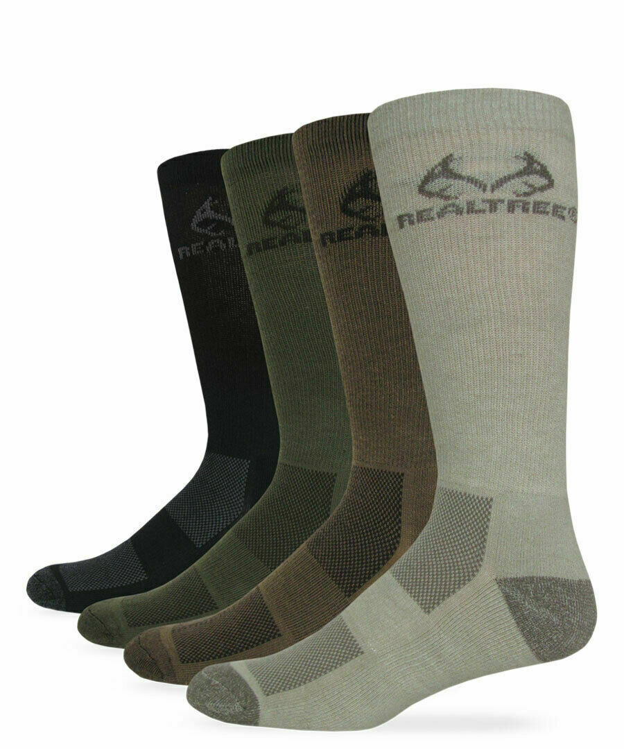 Realtree Mens Boot Cushion Moisture Wicking Mesh Vent Ribbed Crew Socks ... - $13.99
