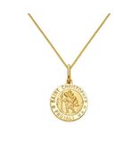 Genuine 14k Yellow Gold 0.59" St. Christopher Round Medallion Necklace 1... - $503.00+