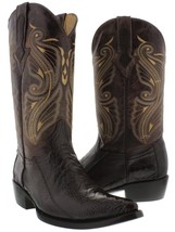 Mens Brown Real Ostrich Leg Skin Leather Cowboy Boots J Toe Bota Size 11.5, 12.5 - £123.04 GBP