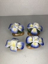 4 Vintage PIA Bone China Flower Napkin Rings 1986 - $24.18