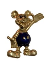 PB Fashion Jewelry Vintage Mouse  Brooch With Blue Enamel Belly Gold Tone 1.75” - £11.51 GBP