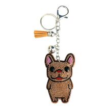 Sparkling Cartoon French Bulldog Badge Charm Keychain with Rhinestones &amp;... - $9.85