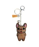 Sparkling Cartoon French Bulldog Badge Charm Keychain with Rhinestones &amp;... - $9.85