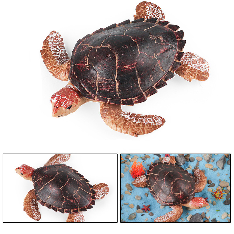 Brown Sea Turtle Solid Plastic Ocean Animal Figurine Toy - $9.89+