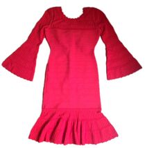 Herve Leger Fluted 3/4 Sleeve Flare Hem Red Dress Size Small New with Tags - €342,80 EUR