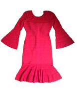 Herve Leger Fluted 3/4 Sleeve Flare Hem Red Dress Size Small New with Tags - $558.42 CAD