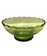 Green Scalloped Glass Pedestal Bowl M2000 EO Brody Co Cleveland Ohio USA... - £22.51 GBP