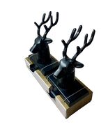 34th &amp; Pine Stocking Holders Pair Black Buck Antlers NEW Heavy Christmas - $25.25