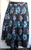 Saks Fifth Avenue 4 100% Silk Twill Floral Pleated Full Midi Skirt USA - £31.19 GBP