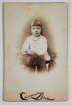 Darling Little Girl Very Long Hair Caswell Bros Studio Cabinet Card Photo JD34 - £9.45 GBP