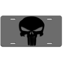 Punisher skull art  license plate car truck SUV tag grey and  flat black - £13.69 GBP