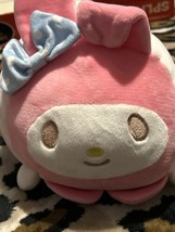 Sanrio My Melody Face Cushion Pillow Plush Stuffed Toy Doll Pink Blue Bow 7&quot; - £7.58 GBP