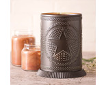PUNCHED TIN CANDLE WARMER Handmade Accent Light Star Pattern in Kettle B... - $37.95