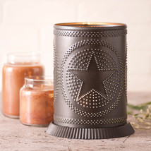 PUNCHED TIN CANDLE WARMER Handmade Accent Light Star Pattern in Kettle B... - $37.95