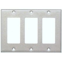 3-Gang Decora Rocker GFCI Stainless Steel Wall Plate Cover - £4.54 GBP