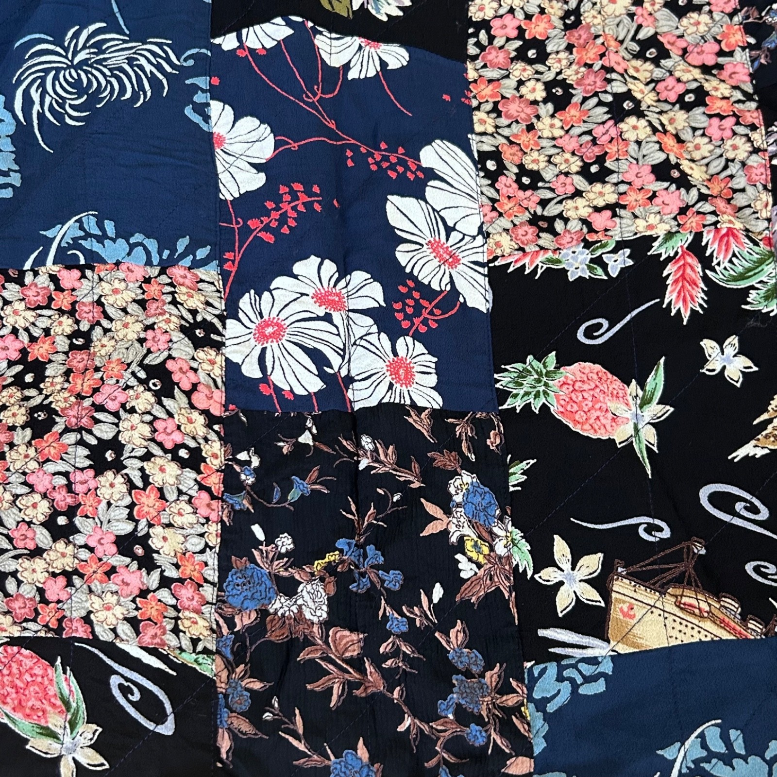 Floral Tapestry Patchwork Jacket Lined Quilted Boxy Fit Cottagecore Medium Item image 5
