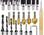 Rocaris 23-Pack Woodworking Chamfer Drilling Tool, 6-Piece 1/4&quot; Hex 5-Flute - $35.98