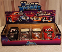 SET OF 4 VINTAGE 1:24 DIECAST MUSCLE MACHINES  IN ORIGINAL STORE DISPLAY... - £373.74 GBP