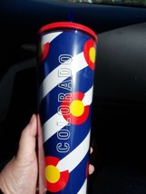 STARBUCKS Colorado State Flag  COFFEE  Insulated Tumbler - plastic 24oz ... - £23.51 GBP