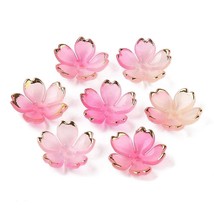 50 Flower Bead Caps Translucent Acrylic Pink Ombre Floral Jewelry Supplies 18mm - $4.94