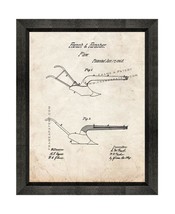 Plow Patent Print Old Look with Beveled Wood Frame - £19.61 GBP+