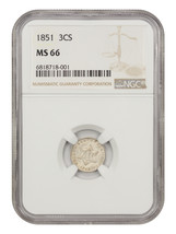 1851 3CS NGC MS66 - £1,017.95 GBP