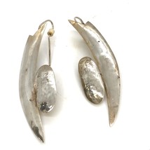 Vintage Sterling Sign Rissa Mexico Modernist Abstract Drop Dangle Hook Earrings - £51.15 GBP
