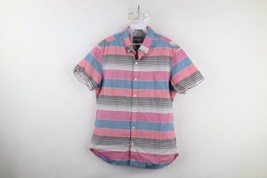 Bonobos Mens Medium Slim Fit Striped Color Block Short Sleeve Button Down Shirt - £29.57 GBP