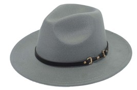 Gray Fedora Wide Brim Panama Cowboy Hat UNISEX - £32.87 GBP