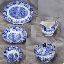 Enoch Woods English Scenery Blue Serving Pieces Lot of 5 Platter Bowls C... - £53.78 GBP
