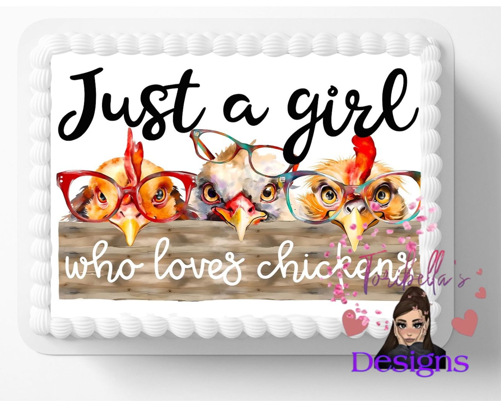 Just A Girl Who Loves Chickens Edible Image Edible Birthday Cake Topper Frosting - £13.16 GBP