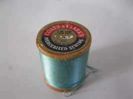 #27 old wood Spool w/ Thread: Coat&#39;s &amp; Clark&#39;s Boilfast #125 - £1.56 GBP