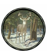 Vintage Metal Tin Serving Tray Deer Buck Forest 11&quot; James L. Artig MCM B... - $17.19 CAD
